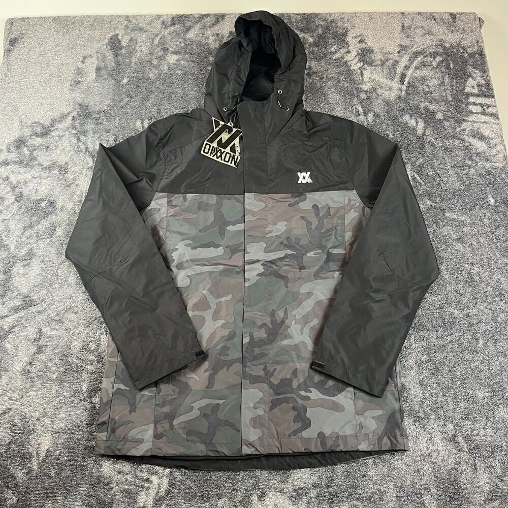 Dixxon Flannel Co Hooded Camo Windbreaker Jacket Men's L Full Zip NWT
